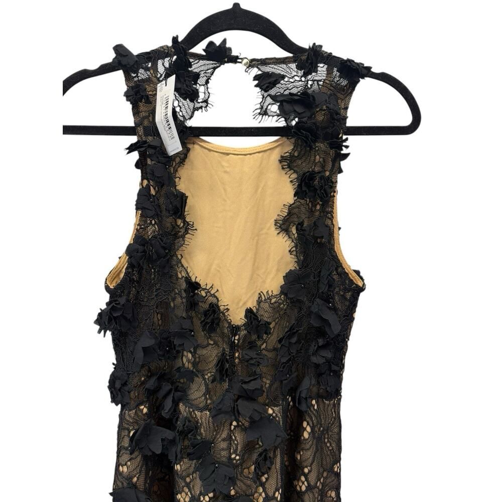 NWT Karen Millen Black Lace Floral Appliqué Midi Dress Open Back Slit US 6 - Picture 8 of 13